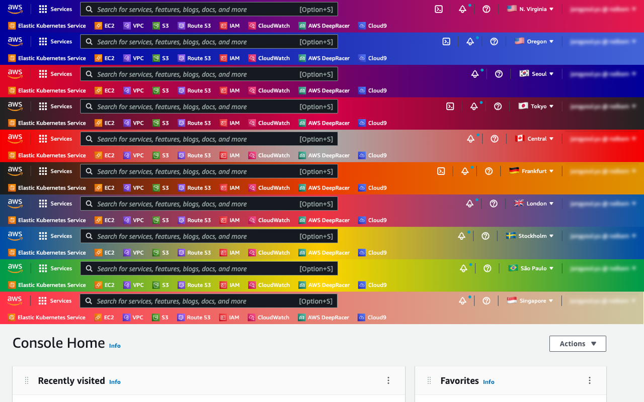 AWS Colorful Navbar Screenshot